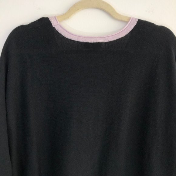 New Cloth by Design Convertible Tie Side Slit Sweater Black Purple Size Medium - Picture 9 of 16